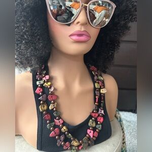 ✨Vintage 90’s Multicolor Beaded Extra Long Bohemian Tribal Necklace